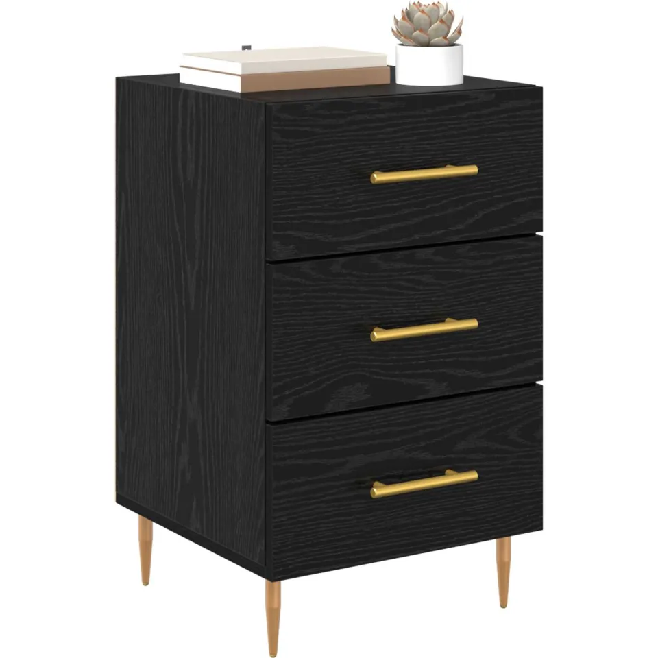 vidaXL Nachtkastje Zwart Eiken 40 x 40 x 66 cm Bewerkt hout