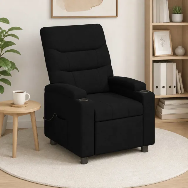 vidaXL Massage-relaxstoel Zwart 75 x 95 x 103 cm Stof, foto 2