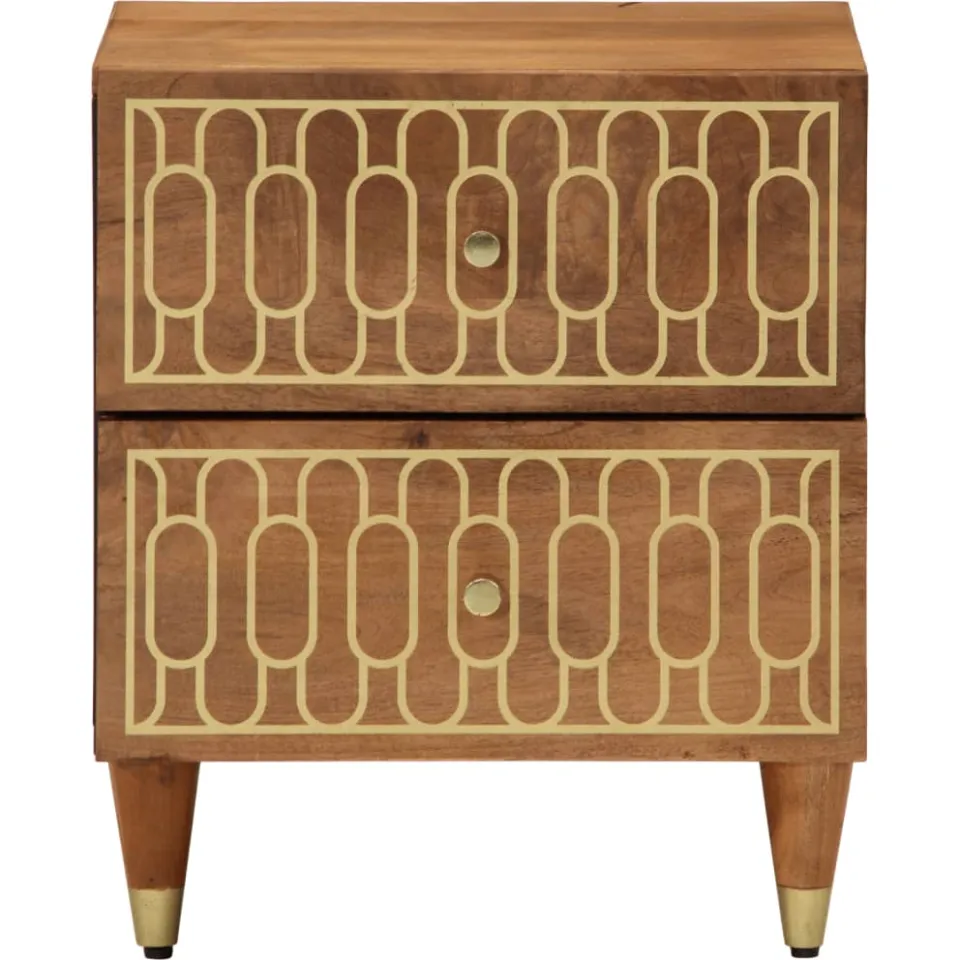 vidaXL Nachtkastje 40x33x46 cm massief mangohout bruin, foto 2