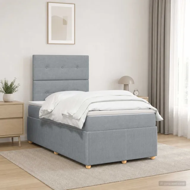vidaXL Boxspringbed met matras Lichtgrijs 120 x 190 cm Stof