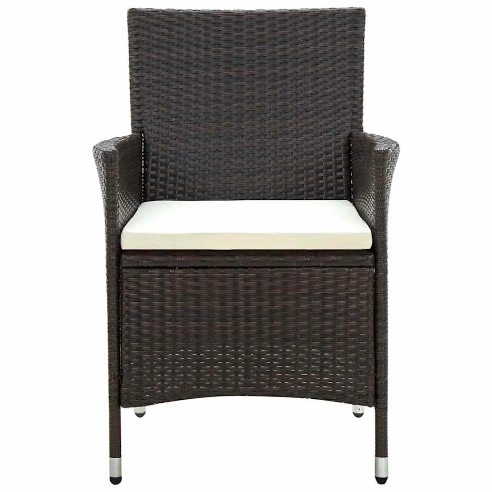 vidaXL 5-delige Tuinset met kussens poly rattan bruin, foto 4