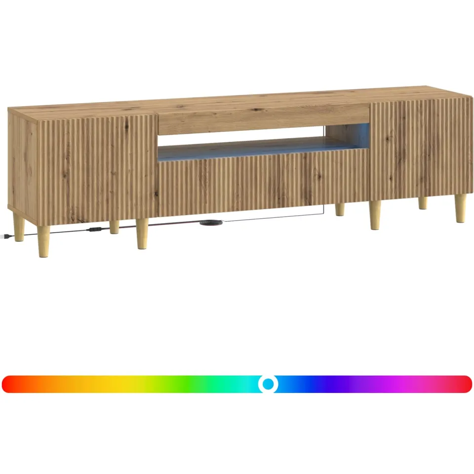 vidaXL LED tv-meubel ARNHEM 153 x 35 x 43 cm Artisanaal eiken, foto 3