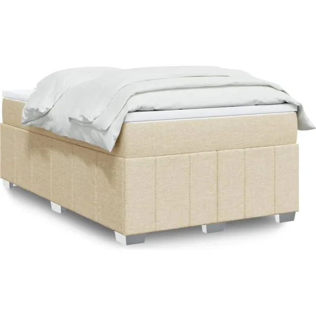 vidaXL Boxspring met matras stof crèmekleurig 120x190 cm
