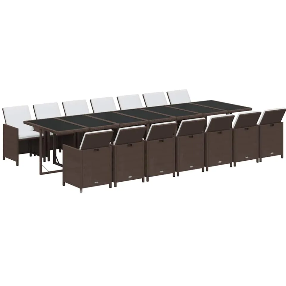 vidaXL 15-delige Tuinset met kussens poly rattan bruin, foto 3
