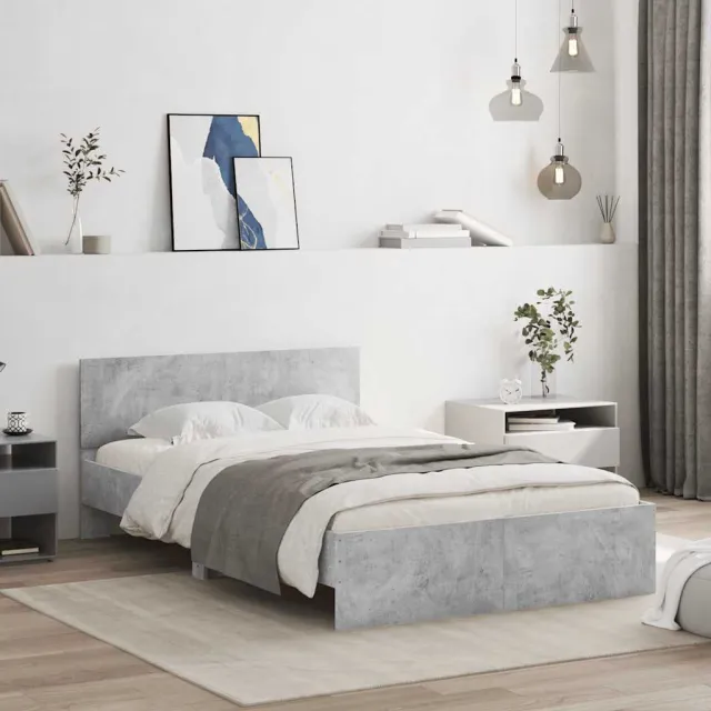vidaXL Bedframe met hoofdeinde betongrijs 120x200 cm