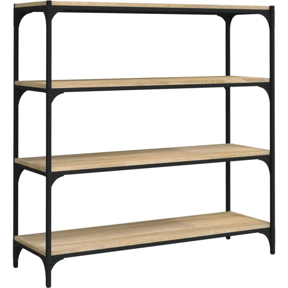 vidaXL Boekenkast 100x33x100 cm bewerkt hout en staal sonoma eiken Bruin