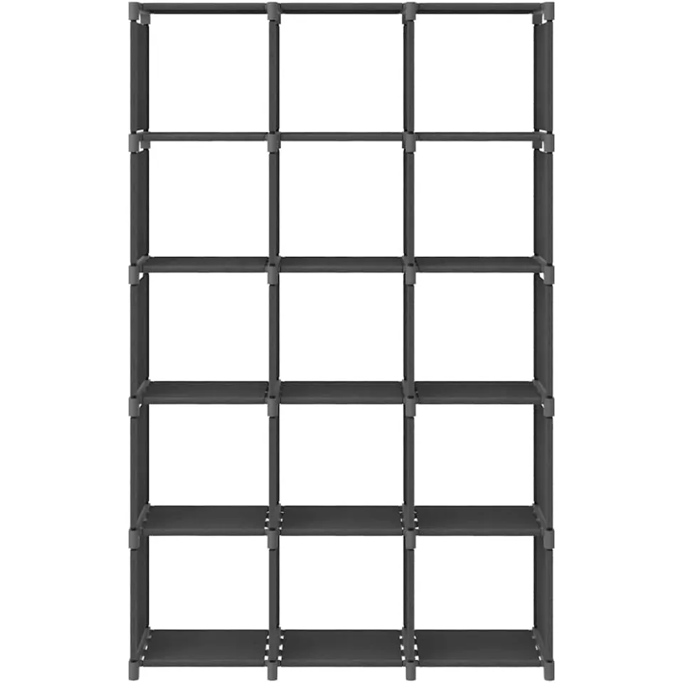 vidaXL Kast met 15 vakken 103x30x175,5 cm stof grijs, foto 2