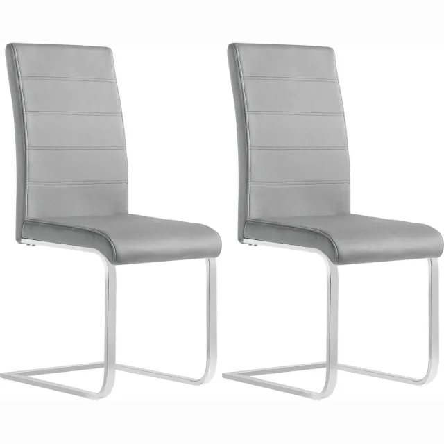 BukkitBow Eetkamerstoel / Keukenstoel - Cantilever Stoel - Velvet/Fluweel Stoel - met Metalen Onderstel - Zithoogte 48.5CM - Set van 2 Stuks - Donker Grijs