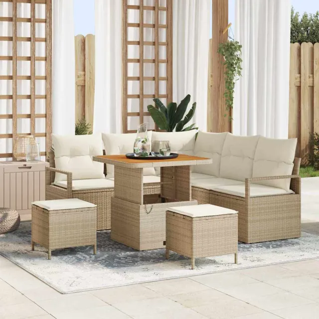 vidaXL Tuinbankenset 8 st Beige poly rattan, foto 2