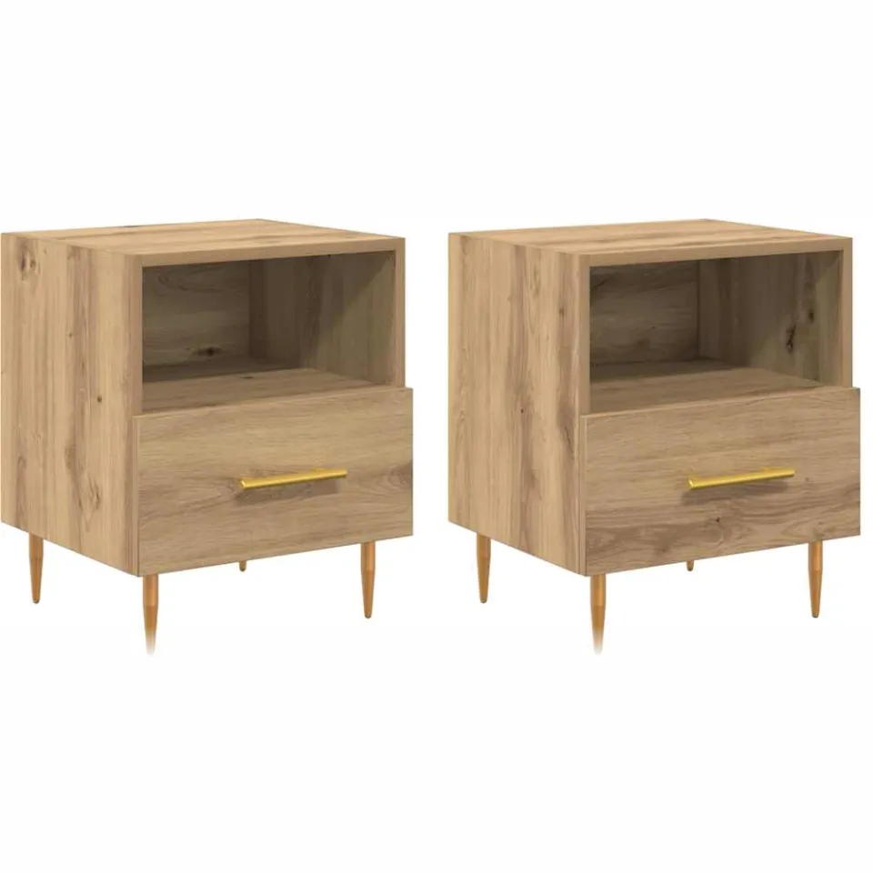 vidaXL Nachtkastje 2 st Bruin 40 x 35 x 47,5 cm Bewerkt hout, foto 3