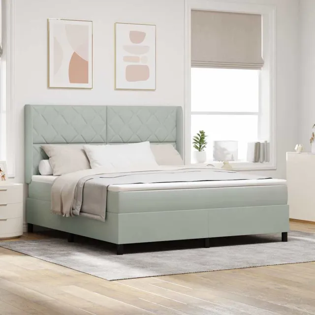 vidaXL Boxspringbed met hoofdeinde Lichtgrijs 180 x 200 cm Fluweel