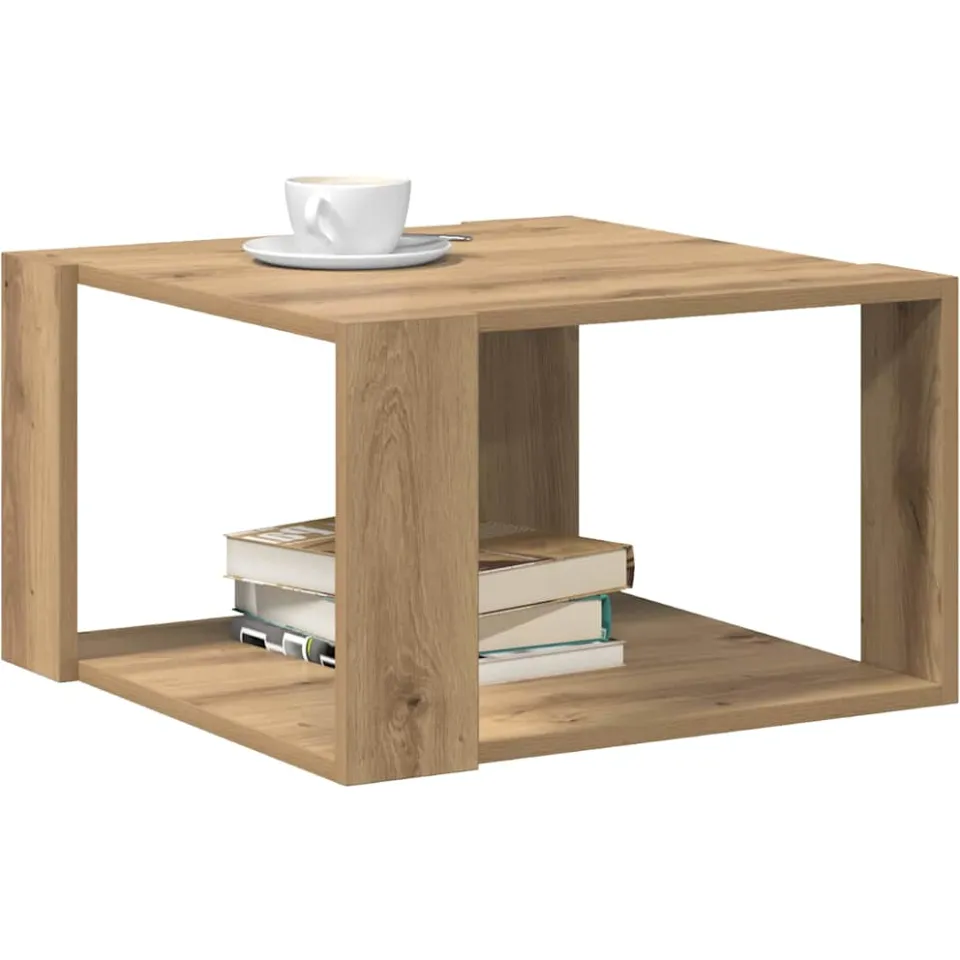 vidaXL Salontafel Artisan Eiken 51,5 x 51,5 x 30 cm Bewerkt hout, foto 2