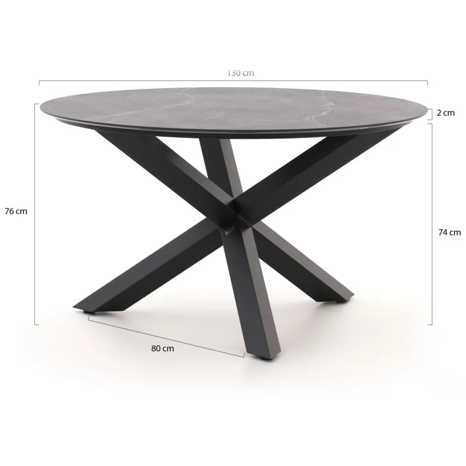Hartman tuinmeubelen Hartman Troy/Lodola ø 130cm dining tuinset 5-delig verstelbaar zwart, foto 3