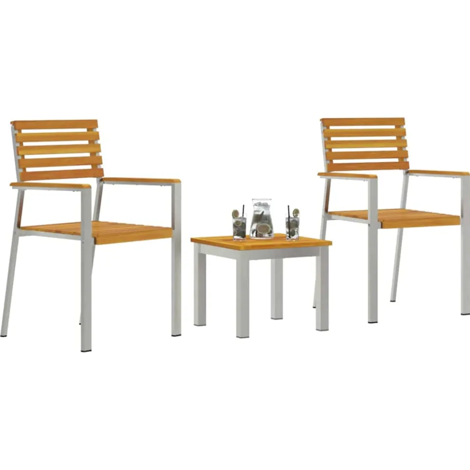 vidaXL Tuin eettafelset 3 st Bruin