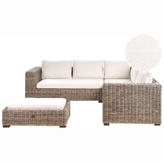 Beliani RINELLA - Loungeset 5-zits - Grijs - Rotan