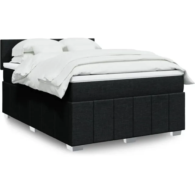 vidaXL Boxspring met matras stof zwart 140x190 cm