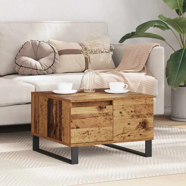 vidaXL Salontafel Oud Hout 55 x 55 x 36,5 cm Bewerkt hout Bruin