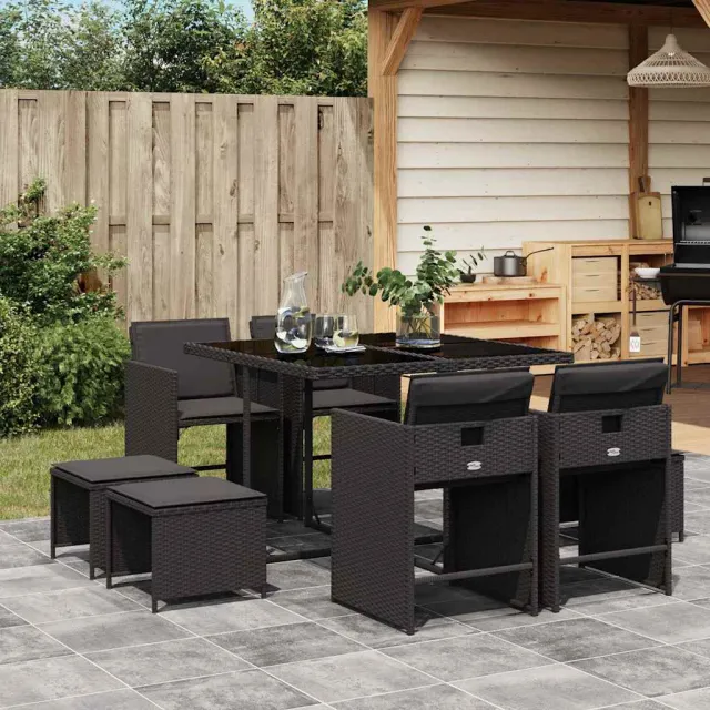 vidaXL 9-delige Tuinset poly rattan zwart, foto 2