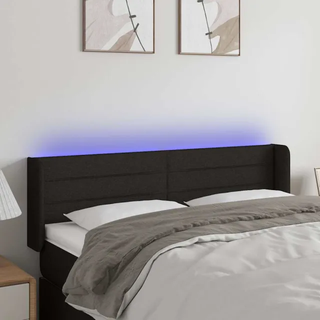 vidaXL Hoofdbord LED 147x16x78/88 cm stof zwart