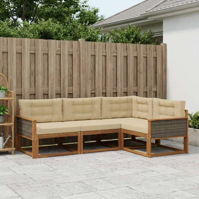 vidaXL Buiten bankenset 4 st 4-zits Natuurlijk en Beige