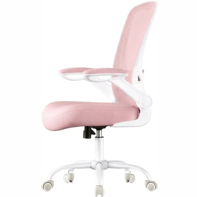 Klarven Bureaustoel Mesh Roze - Ergonomische Bureaustoel - Office Chair - Verstelbare Lendensteun en Zithoogte - Inklapbare Armleuningen - Belastbaar tot 120 kg