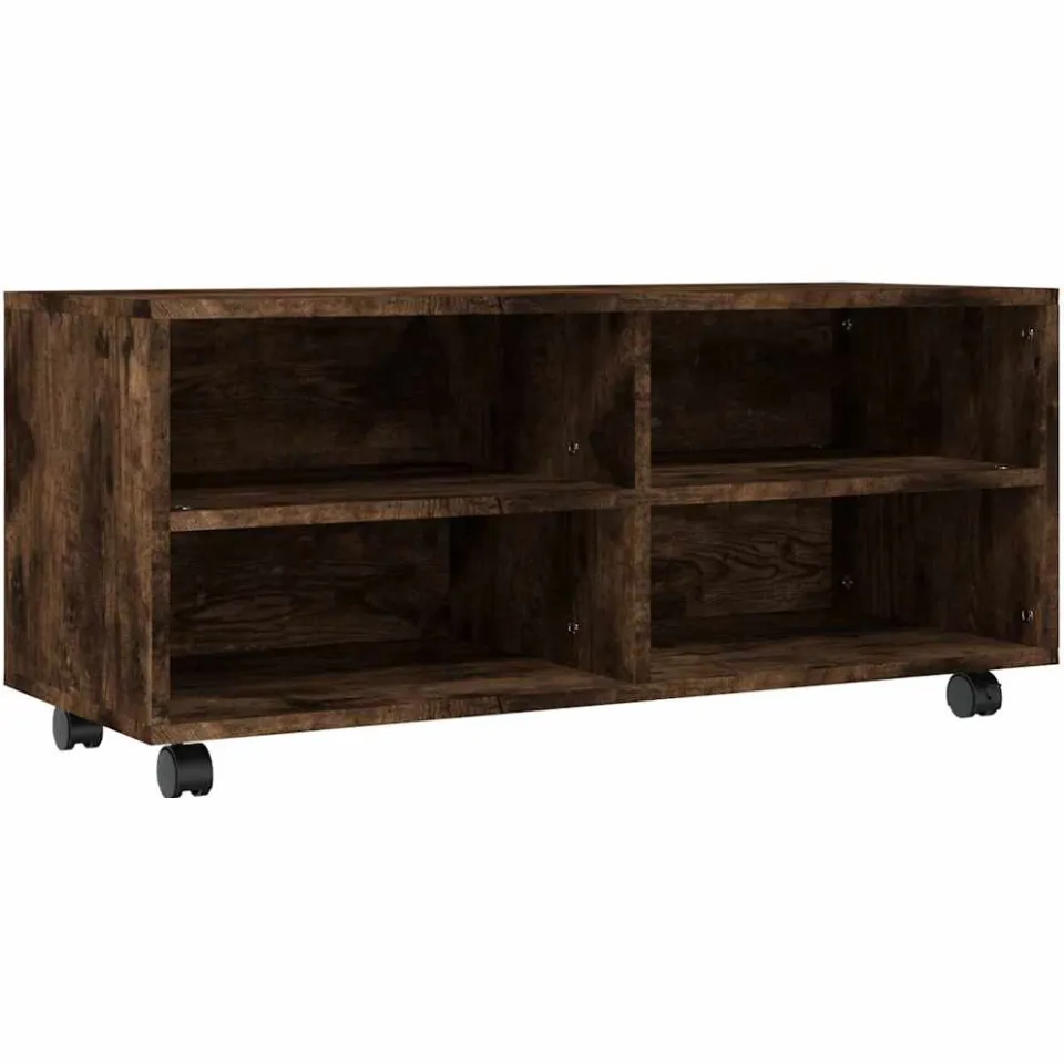 vidaXL Tv-meubel met wieltjes 90x35x35 cm bewerkt hout gerookt eiken, foto 3