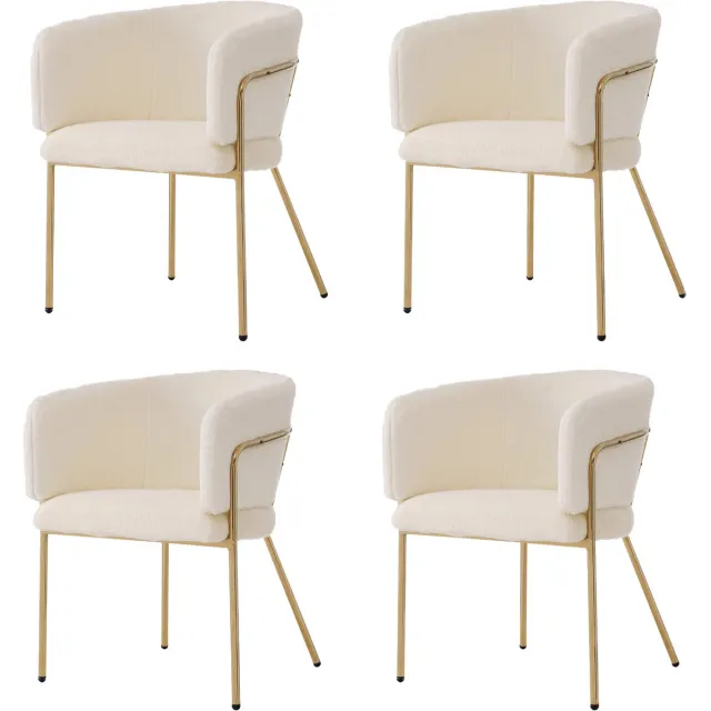 Merax Eetkamerstoelen Set Van 4 - Luxe Design Stoelen Met Zachte Bekleding En Metalen Poten - Comfortabele Stoelen Voor Eetkamer Woonkamer Of Slaapkamer Beige