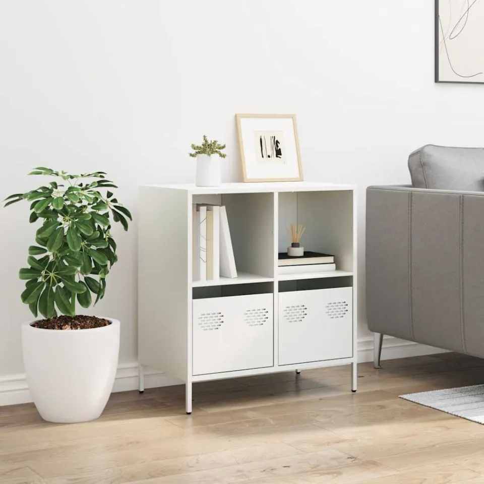 vidaXL Dressoir 68x39x73,5 cm koudgewalst staal wit, foto 2
