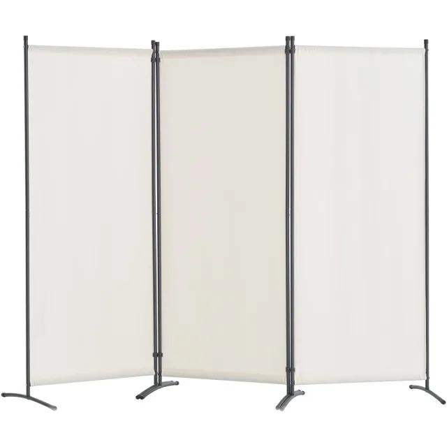 Famanu Ruimteverdeler met 3 panelen, opvouwbare privacyschermen van stof, ideaal voor kantoor, slaapkamer en eetkamer, vrijstaand, wit