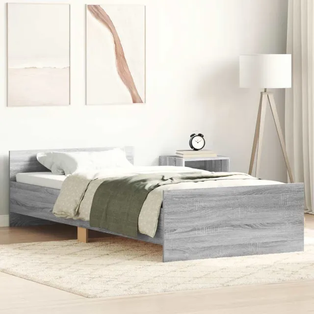 vidaXL Bedframe bewerkt hout grijs sonoma eikenkleurig 100x200 cm