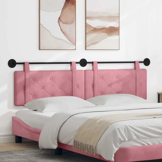 vidaXL Hangend hoofdbord Roze Fluweel
