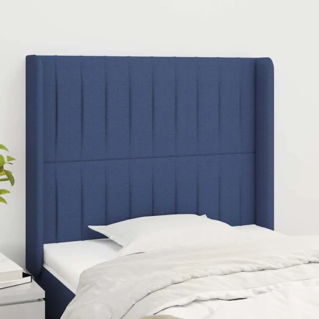 vidaXL Hoofdbord met randen 83x16x118/128 cm stof blauw