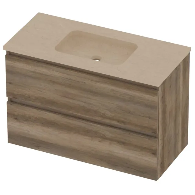 Basic-Line Rocky 46 Badmeubelset Hardsteen 100x46x62 cm Scotch Oak Sand Stone Beige
