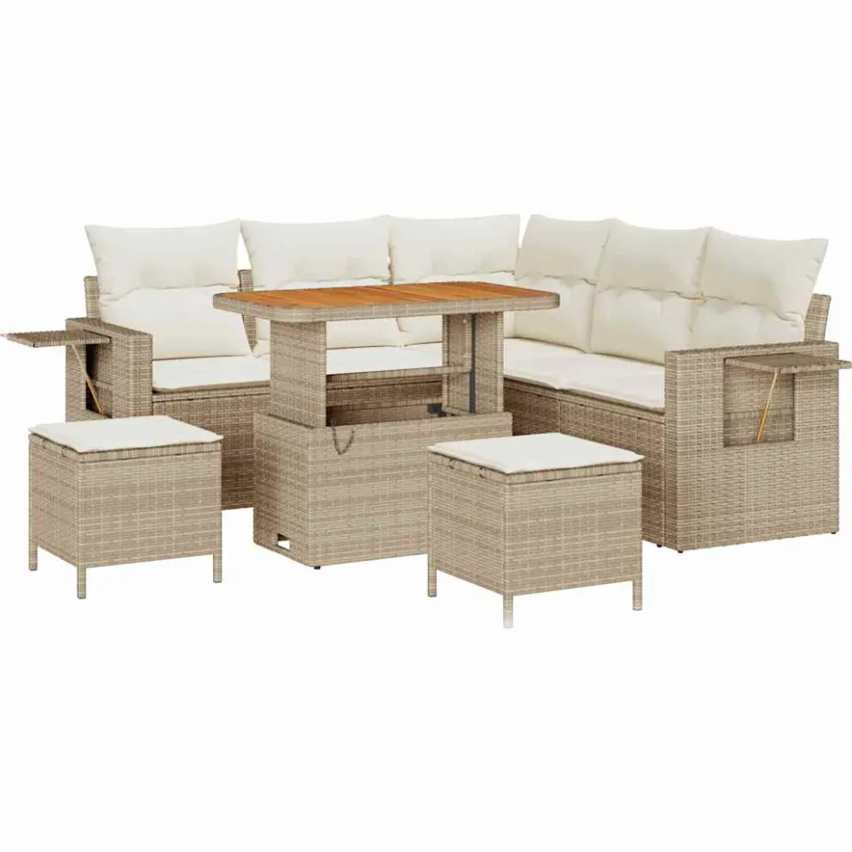 vidaXL Tuin Sofa Set 8 st Beige poly rattan