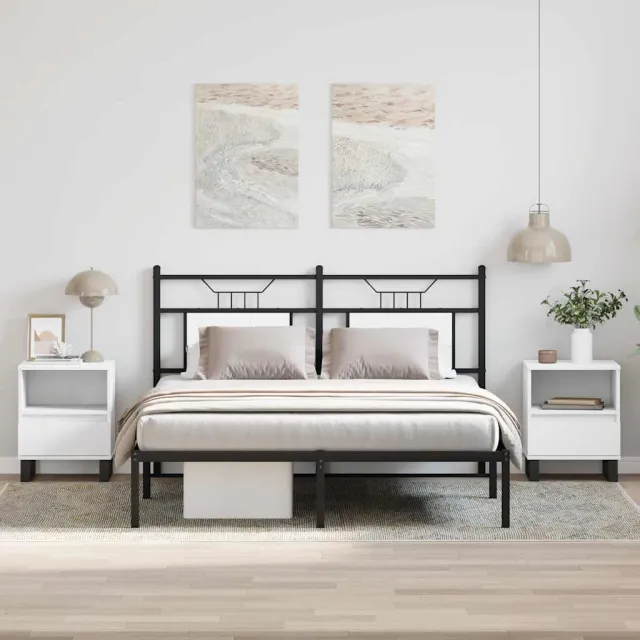 vidaXL Nachtkastjes 2 st 40x35x50 cm bewerkt hout wit, foto 2