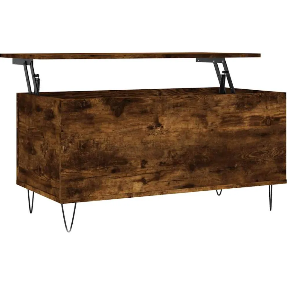 vidaXL Salontafel 90x44,5x45 cm bewerkt hout gerookt eikenkleurig, foto 3