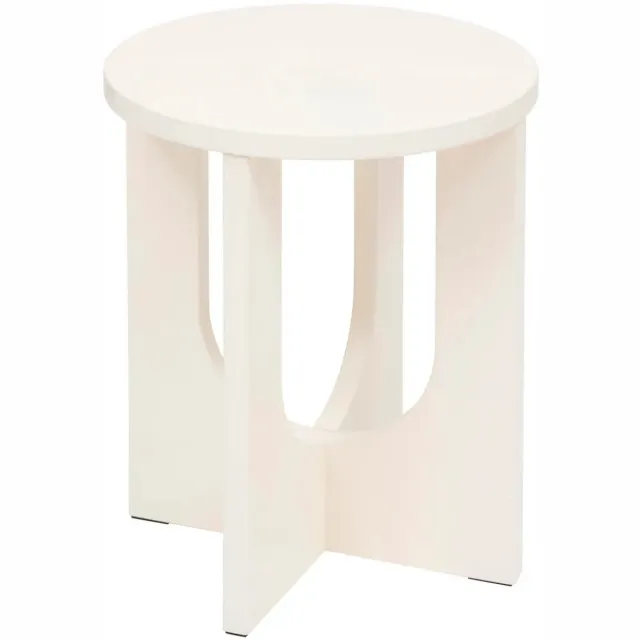 Atmosphera Bijzettafel/salontafel Bloom - wit - MDF hout - rond - Planten verhoger