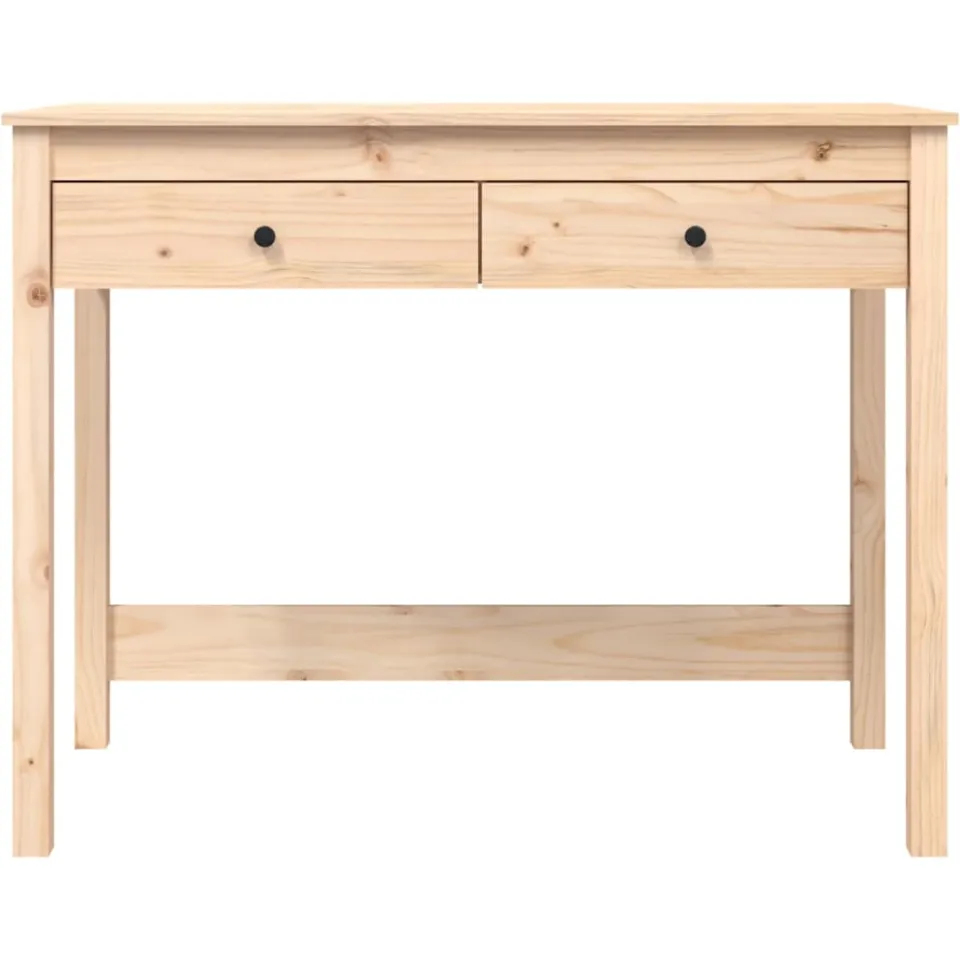 vidaXL Bureau met lades 100x50x78 cm massief grenenhout bruin, foto 3