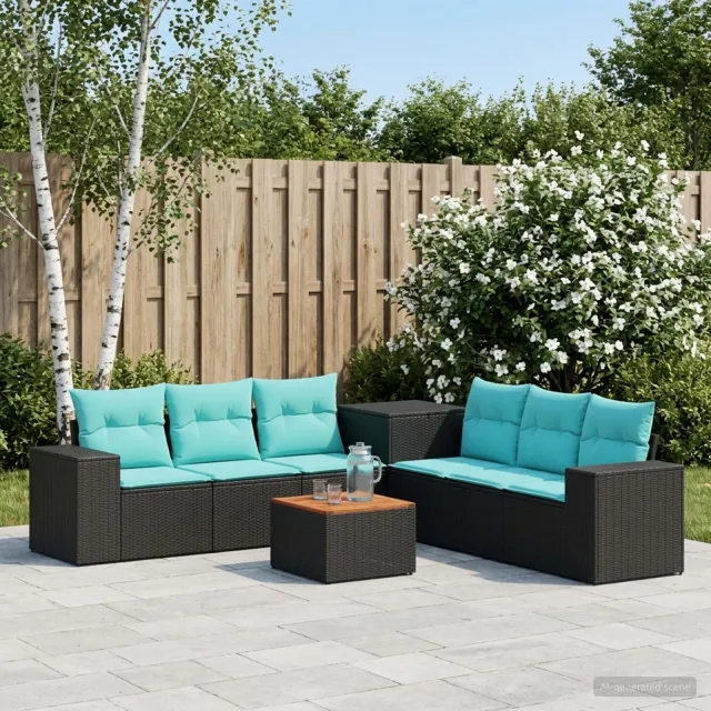 vidaXL Bankstel 8 st Zwart en Blauw 55 x 55 x 37 cm
