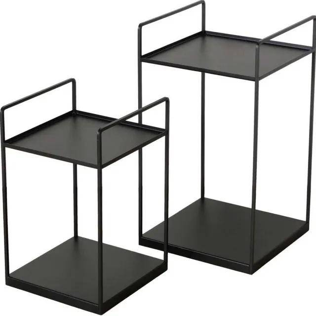 Boltze Home Zwarte loft salontafels COMO, set van 2 stuks