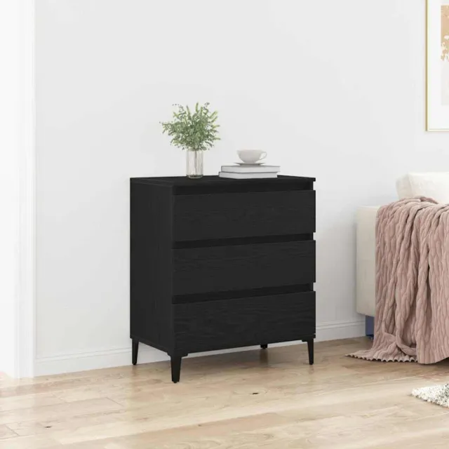 vidaXL Dressoir Zwart Eiken 60 x 35 x 70 cm Bewerkt hout, foto 2