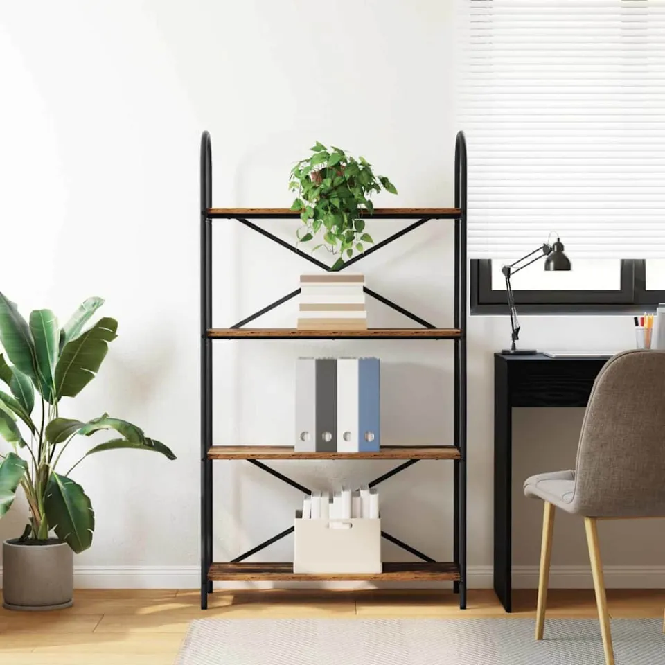 vidaXL Boekenkast 4-laags 80 x 30 x 146 cm Bewerkt hout Oudhout bruin, foto 4