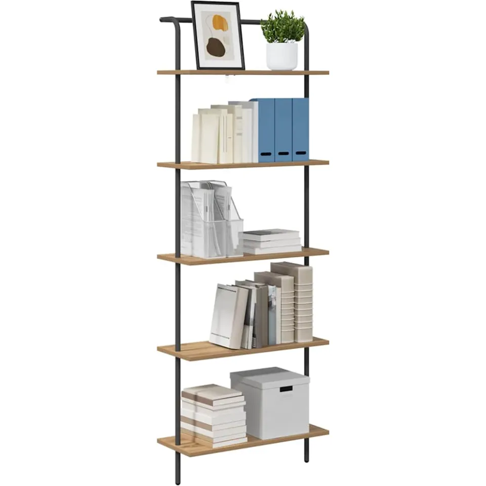 vidaXL Boekenkast 5-laags 60 x 24 x 168 cm Bewerkt hout Artisan Eiken Bruin