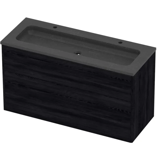 Proline Rollo Badmeubelset Hardsteen Elegant In Kader 120x46x67 cm Blue Stone Black Oak