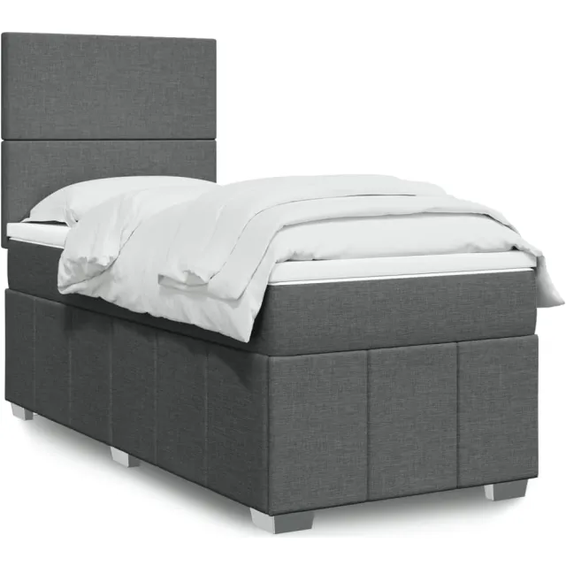 vidaXL Boxspring met matras stof donkergrijs 100x200 cm grijs