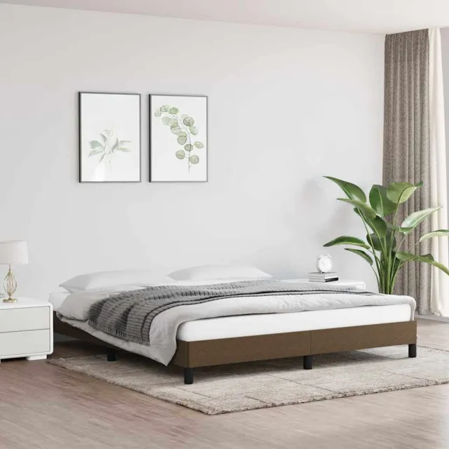 vidaXL Bedframe zonder matras stof donkerbruin 160x200 cm