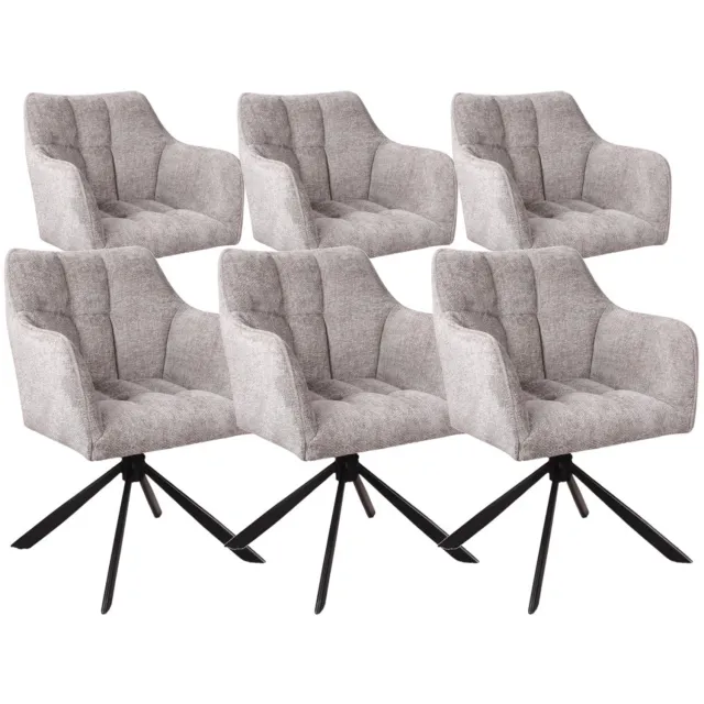 DS4U Puck armstoel met terugdraaifunctie - Set van 6 - Grijs - Stof