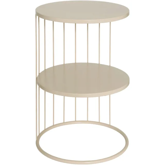 Atmosphera Bijzettafel Kobu - beige - metaal - rond - D36 x H52 cm - salontafel/koffietafel