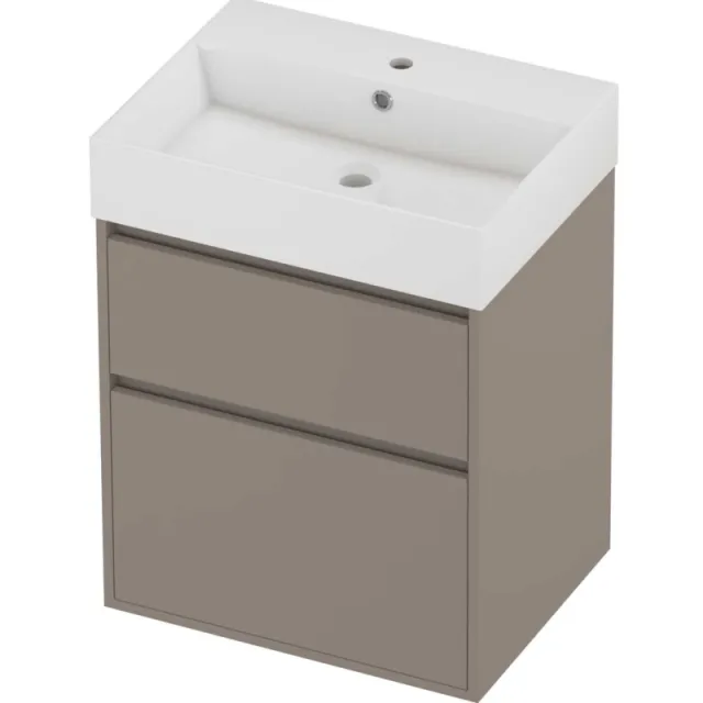Proline Zara Badmeubelset Porselein Loft 1 Kraangat Greeploos 60x46x78 cm Glans Wit Clay Beige