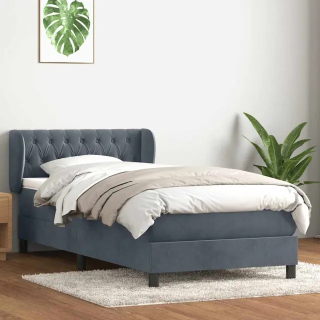 vidaXL Boxspring met matras fluweel donkergrijs 80x220 cm grijs